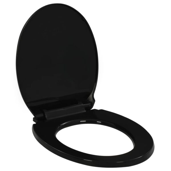 Soft-Close Quick-Release Durable Polypropylene Toilet Seat in Black for Home Hotel