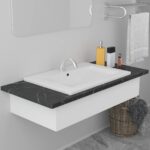 Ceramic White Undermount Bathroom Sink Contemporary Design with Overflow