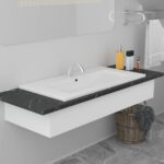 Chic White Ceramic Wash Basin Contemporary Design with Overflow for Bathroom