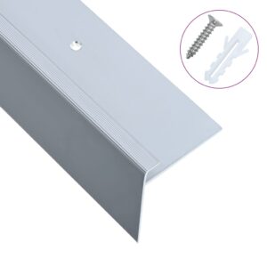 Aluminium F-Shape Stair Edge Protection Nosings Silver Home Safety Set of Fifteen