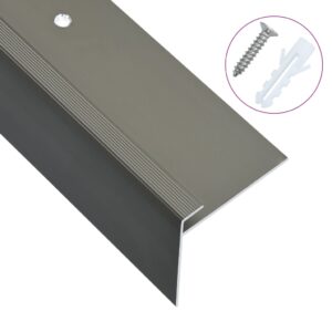 Aluminium F-Shape Stair Edge Protection Nosings Lightweight Easy Install Brown