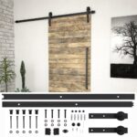 Black Steel Sliding Door Hardware Kit Quiet Glide Track System for Barn Kitchen