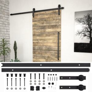 Black Steel Sliding Door Hardware Kit Quiet Glide Track System for Barn Kitchen