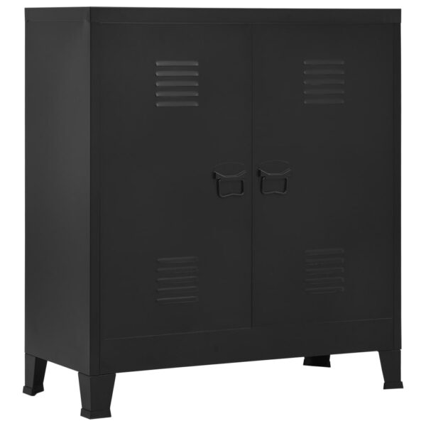 Industrial Black Steel Storage Cabinet Organizer with Shelves and Vents