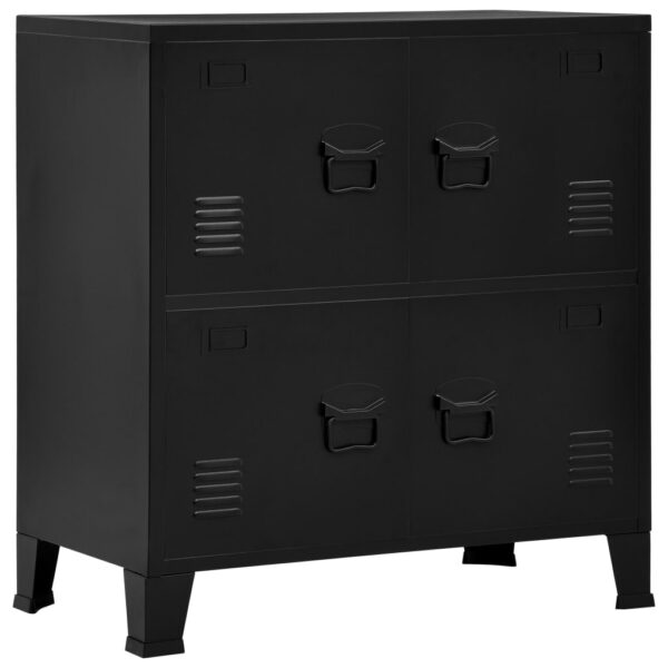 Industrial Black Steel Storage Chest Cabinet Organizer with Shelf & Vents