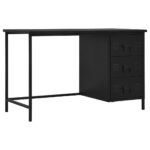 Industrial  Black Steel Desk with Drawers Home Office Workstation Easy Clean