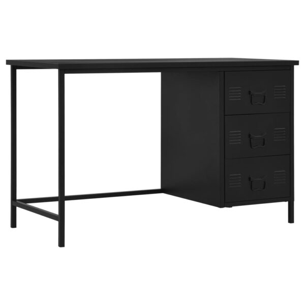 Industrial  Black Steel Desk with Drawers Home Office Workstation Easy Clean