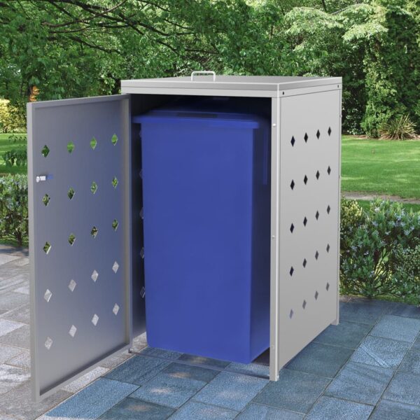 Stainless Steel Wheelie Bin Shed Outdoor Garbage Storage with Ventilation Lock