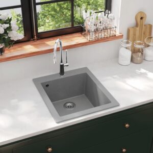 Granite Grey Overmount Kitchen Sink Single Basin Scratch Heat Resistant