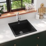 Granite Kitchen Sink Single Basin Overmount Heat Scratch Resistant Black