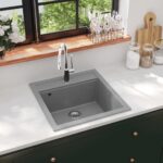 Granite Kitchen Sink Single Basin Overmount Heat Scratch Resistant Grey