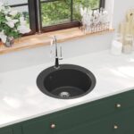 Granite Kitchen Sink Single Basin Overmount Heat Scratch Resistant Black