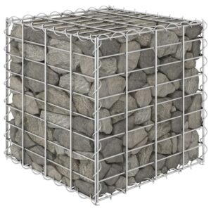 Sturdy Steel Wire Gabion Planter Cube for Garden Patio Flower Plant Bed Silver