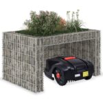 Steel Wire Lawn Mower Shelter with Planter Top  Durable Outdoor Storage