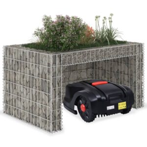 Steel Wire Lawn Mower Shelter with Planter Top  Durable Outdoor Storage