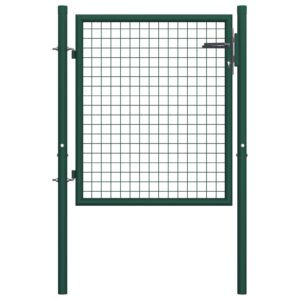 Green Powder-Coated Steel Garden Gate with Lock and Posts Durable Outdoor Entry