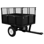 Heavy Duty Garden Cart Tipping Trailer Lawn Mower Tow Utility Wagon Black Steel