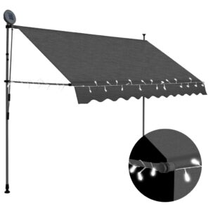 Retractable Outdoor Patio Awning Water Resistant UV Protection LED Lighting