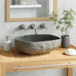 Natural River Stone Oval Wash Basin Polished Bathroom Sink Unique Design