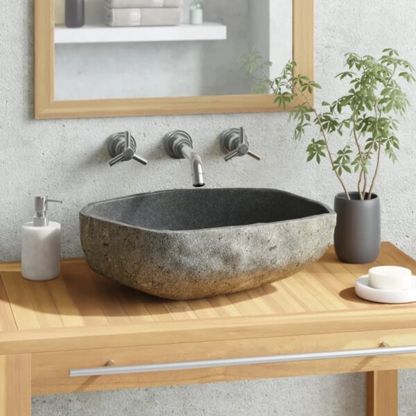 Natural River Stone Oval Wash Basin Polished Bathroom Sink Unique Design