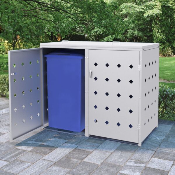 Double Wheelie Bin Shed 240 L Stainless Steel