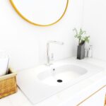 Modern White Drop-In Bathroom Sink Durable SMC Wash Basin with Overflow