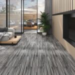 Self-Adhesive PVC Striped Grey Flooring Planks Waterproof Mildew Resistant