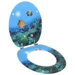 WC Toilet Seat with Lid MDF Deep Sea Design