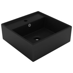 Luxury Basin Overflow Square Matt Black 41x41 cm Ceramic