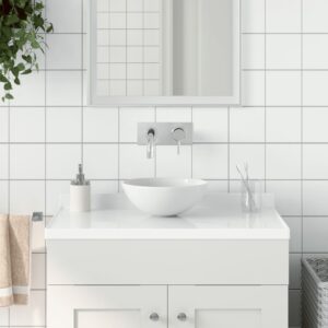 Contemporary Matt White Ceramic Round Bathroom Sink Above Counter Basin