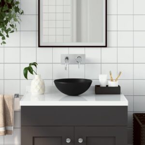 Bathroom Sink Ceramic Matt Black Round