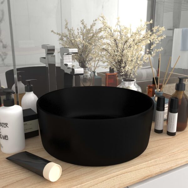 Luxury Ceramic Wash Basin Matt Black Elegant Above Counter Vessel Sink Modern