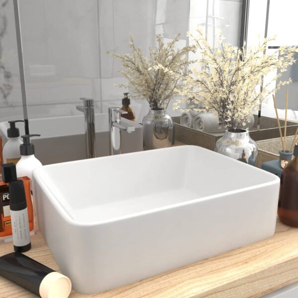 Luxury Ceramic Wash Basin Matt White Contemporary Above Counter Vessel Sink