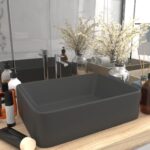 Luxury Ceramic Wash Basin Vessel Sink Matt Dark Grey Above Counter Bathroom Decor