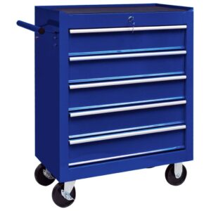 Heavy Duty Steel Tool Cart Workshop Storage Organizer with Lockable Drawers Blue