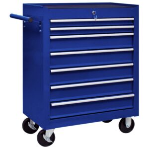 Heavy Duty Steel Workshop Tool Cart Trolley Blue Lockable Storage Organizer