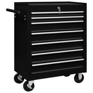 Heavy Duty Workshop Tool Storage Trolley Lockable Drawers Black Organizer Cart