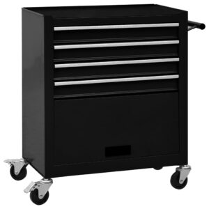 Steel Tool Storage Trolley Cart Workshop Organizer with Locking Drawers Black