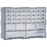 Multi-Drawer Storage Organiser Craft Tool Box Wall Mountable Plastic Grey