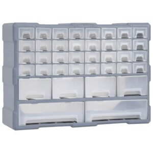 Multi-Drawer Storage Organiser Craft Tool Box Wall Mountable Plastic Grey