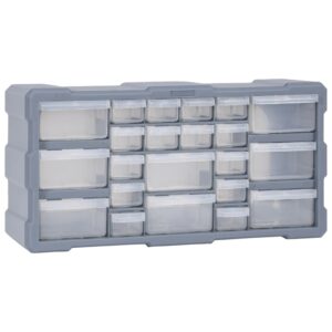 Multi-Drawer Storage Organizer Craft Tool Box Wall Mountable Plastic Grey