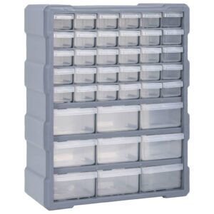 Multi-Drawer Storage Organiser Craft Tool Box Wall Mountable Plastic Grey