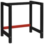 Heavy Duty Metal Workbench Frame Powder Coated Black Red with Pre-Drilled Top