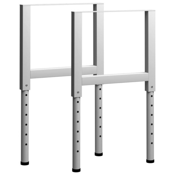 Adjustable Metal Workbench Legs Durable Powder-Coated Grey Frame Set Easy Assembly