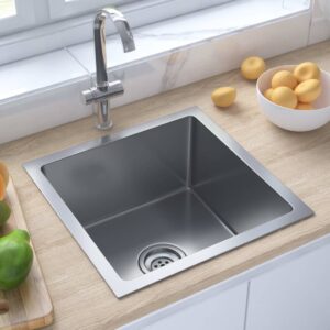 Stainless Steel Handmade Kitchen Sink Satin Finish Soundproof Quick Drain