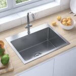 Stainless Steel Handmade Kitchen Sink Satin Finish Soundproof Quick Drain