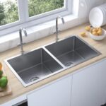 Stainless Steel Double Bowl Kitchen Sink Handmade Soundproof Satin Finish