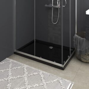 Modern Black Rectangular Shower Base Tray Low Threshold High Gloss Durable ABS