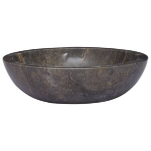 Chic Grey Marble Wash Basin Round Handmade Elegant Bathroom Vessel Sink