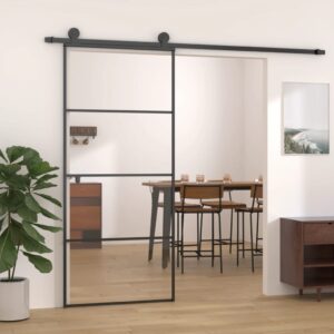 Sliding Door Aluminium and ESG Glass 90x205 cm Black